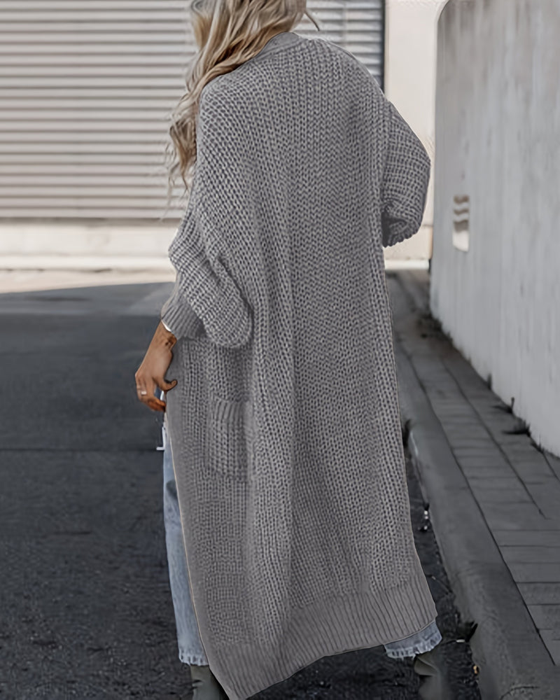 Loose Solid Open Front Pocket Cardigan