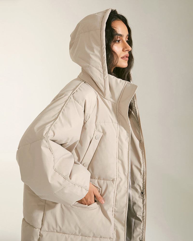 Long Thick Hoodied Cotton Jacket Coat