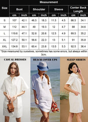 Womens Cotton Shirt Dress Summer Casual Short Sleeve Button Down Beach Cover Up Shirts with Pockets - Zeagoo (Us Only)