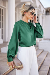 Women's Silk Button Down Shirts V Neck Long Sleeve Casual Work Office Blouse Top - Zeagoo (Us Only)