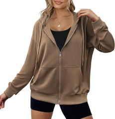 Zeagoo Women's Lightweight Hoodies Full Zip Up Oversized Sweatshirts with Pockets Long Sleeve Thin Casual Hooded Jackets