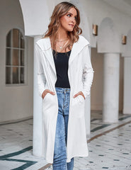 Hooded Long Cardigans Maxi Cardigan with Hood Open Front Lightweight Duster Coat with Pocket - Zeagoo (Us Only)
