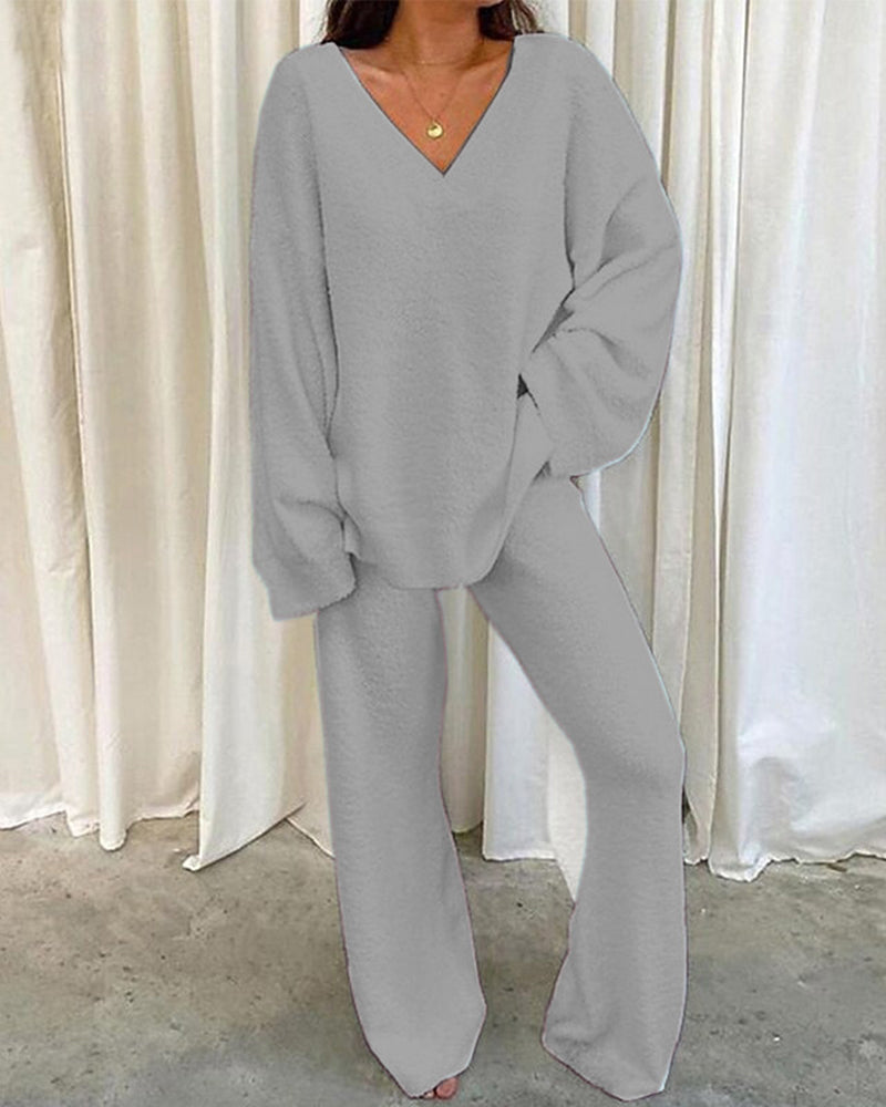 Two Piece Outfit Long Sleeve Crewneck Pullover Tops and Long Pants Tracksuit Sweatsuits