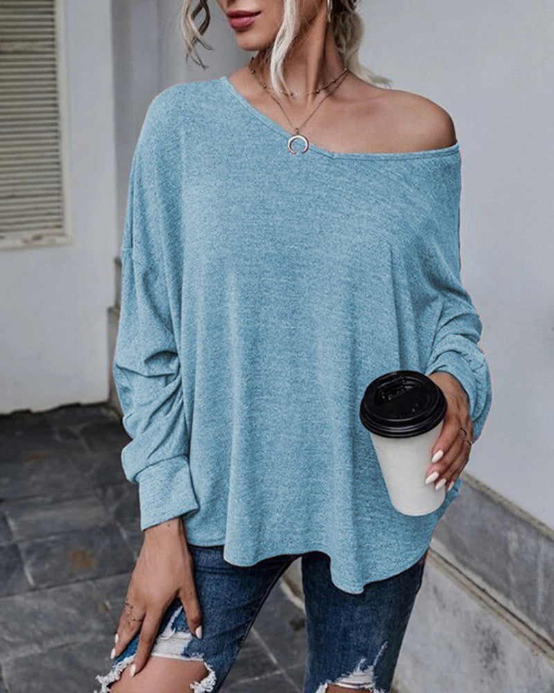 Tie Plunging Back Dolman Sleeve Oversize Top