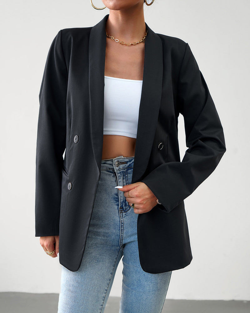 Casual Blazers Double Breasted Long Sleeve Work Office Blazer Jacket