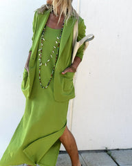 Casual Slim Fit Sleeveless Split Dresses