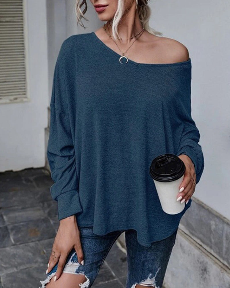 Tie Plunging Back Dolman Sleeve Oversize Top