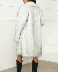 Faux Fur Fox Coat Long Warm Thick Overcoat Cardigan