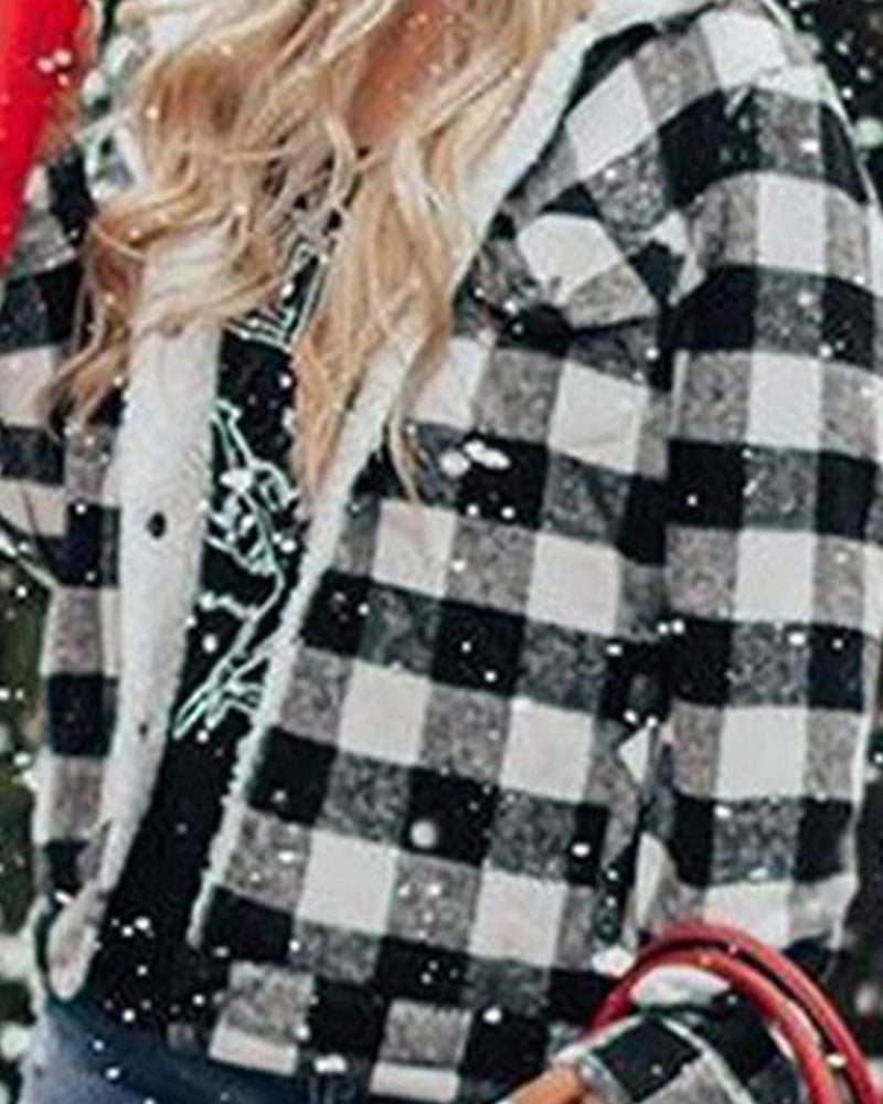 Plaid Fleece Cropped Button Down Jackets