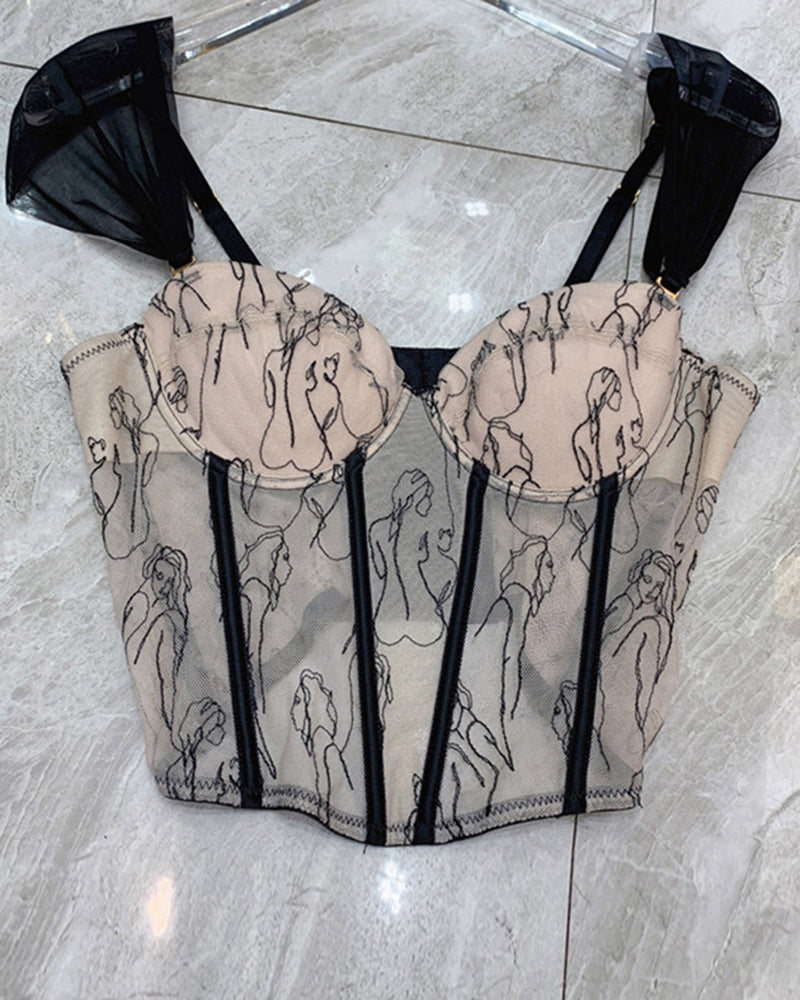 Corset Lace Bralette Crop Tank