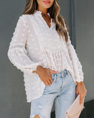 Chiffon Blouses Lantern Long Sleeve V Neck Flowy Babydoll Boho Tops Pom Pom Shirts