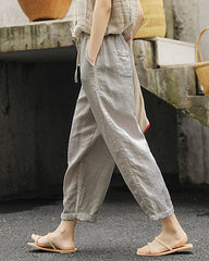 Loose Plain Drawstring High Waist Straight Wide Leg Pants with Pocket