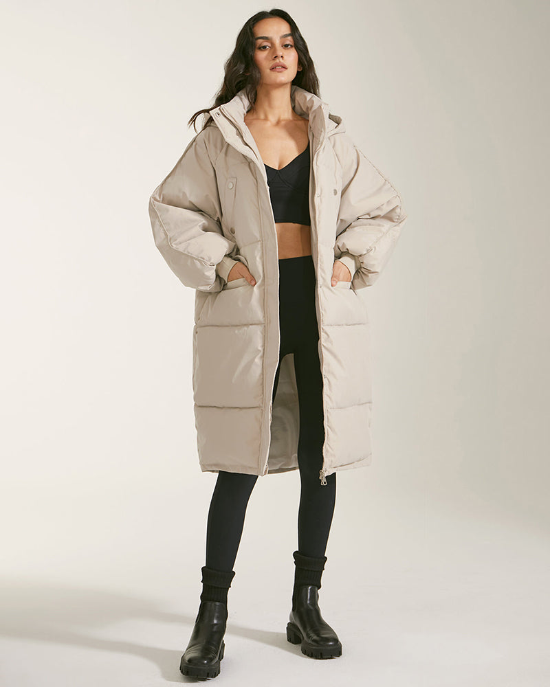 Long Thick Hoodied Cotton Jacket Coat