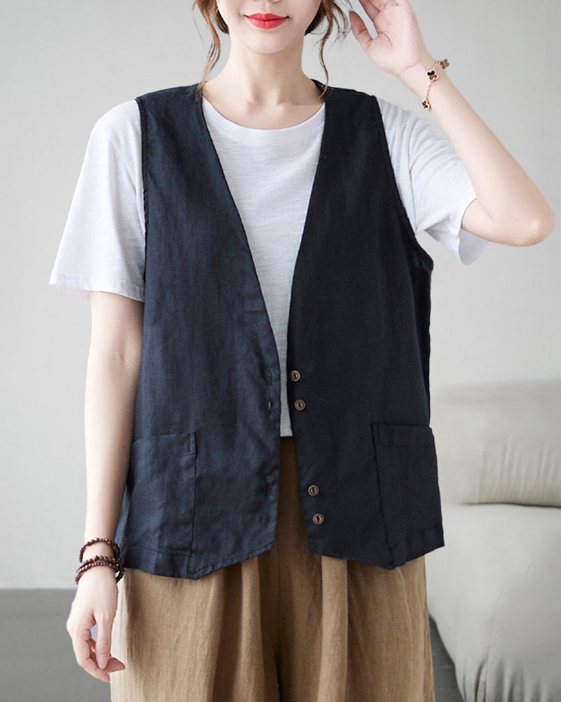 Sleeveless Vest Jacket Casual Loose Women's Waistcoat