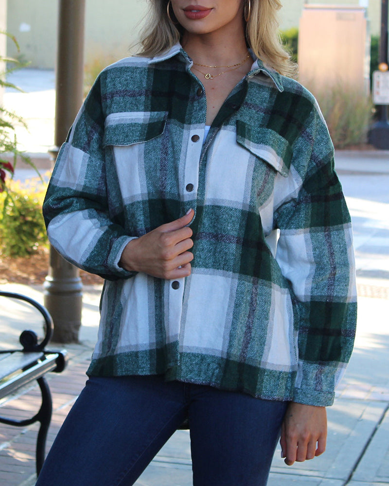 Plaid Print Shirt Jacket Outerwear