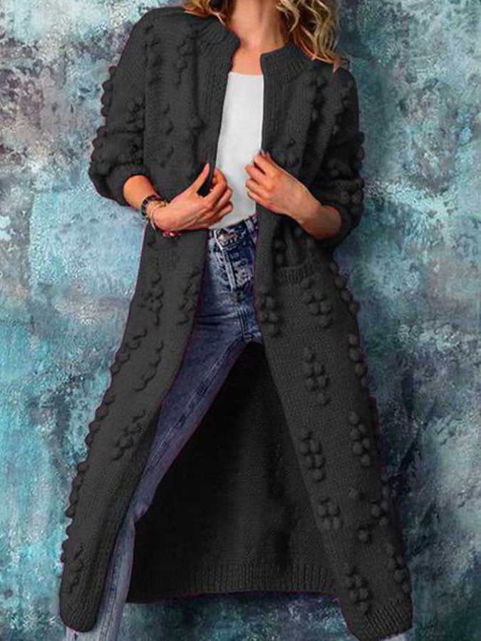 Ankle Length Women Cardigan Sweaters Trendy Drum Wave Knitted Jacket