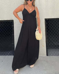 Casual Loose-Fitting Sleeveless Wide-Leg Jumpsuit