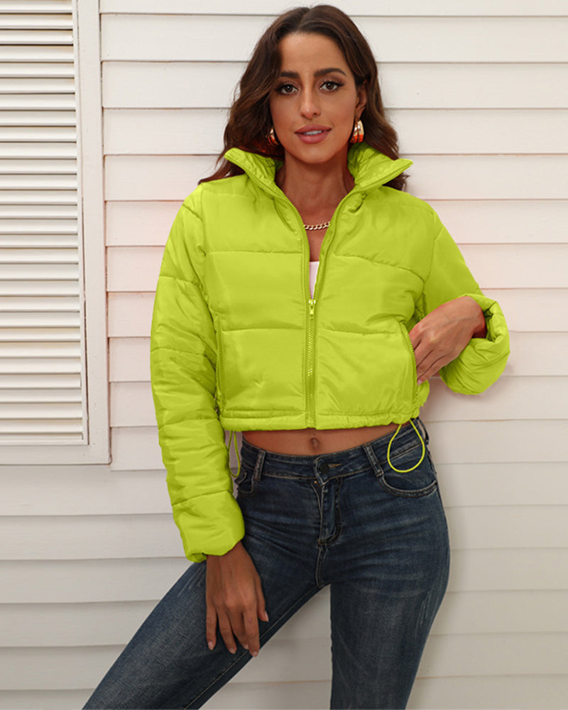 Short Puffer Jacket Stands Up Zipper Outerwear