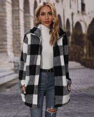 Buffalo Plaid Open Front Flannel Longline Coat