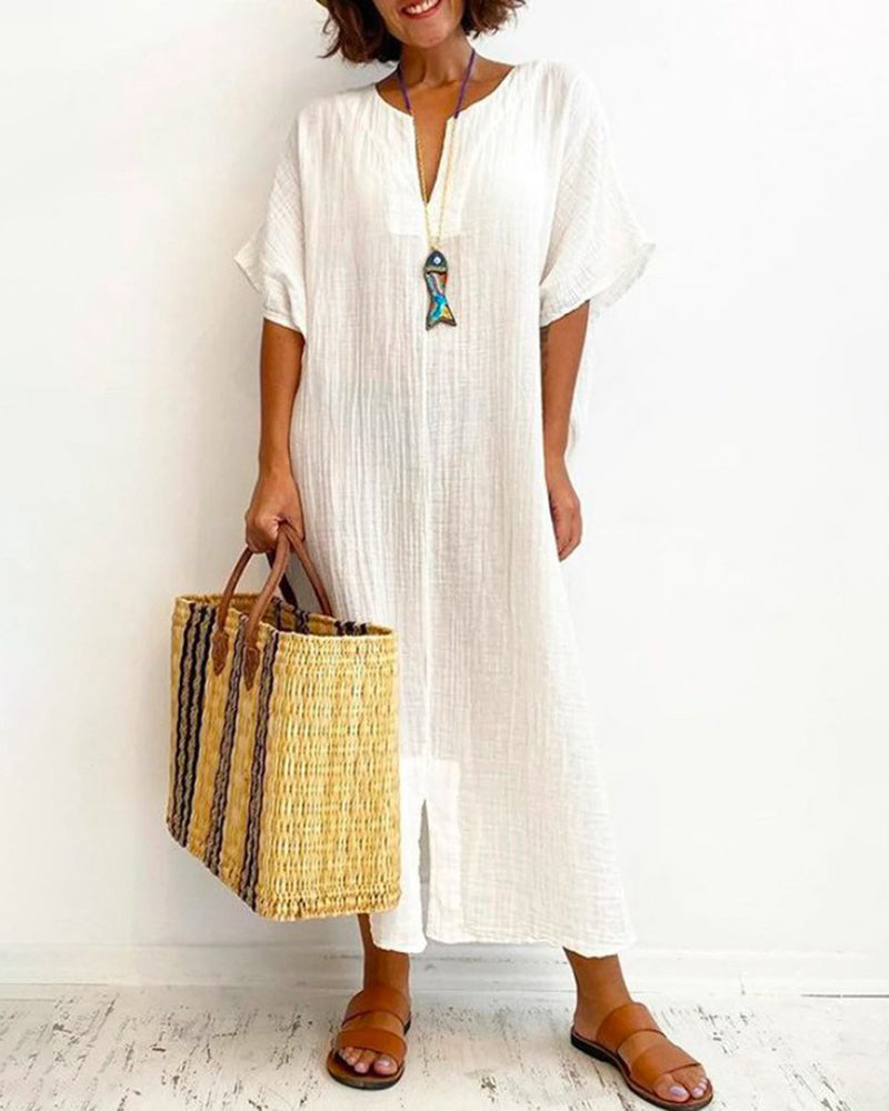 Short Sleeve Dress Casual Loose Flowy Maxi Dresses