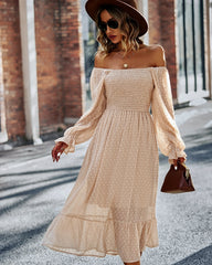 Bell Sleeve Shirred Bodice Ditsy Dress