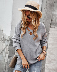 Sexy Hollow V Neck Long Sleeve Sweater