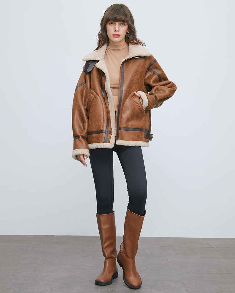Lamb Coat Loose Thick Leather Jacket