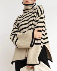 Women's Striped Turtleneck Sweater