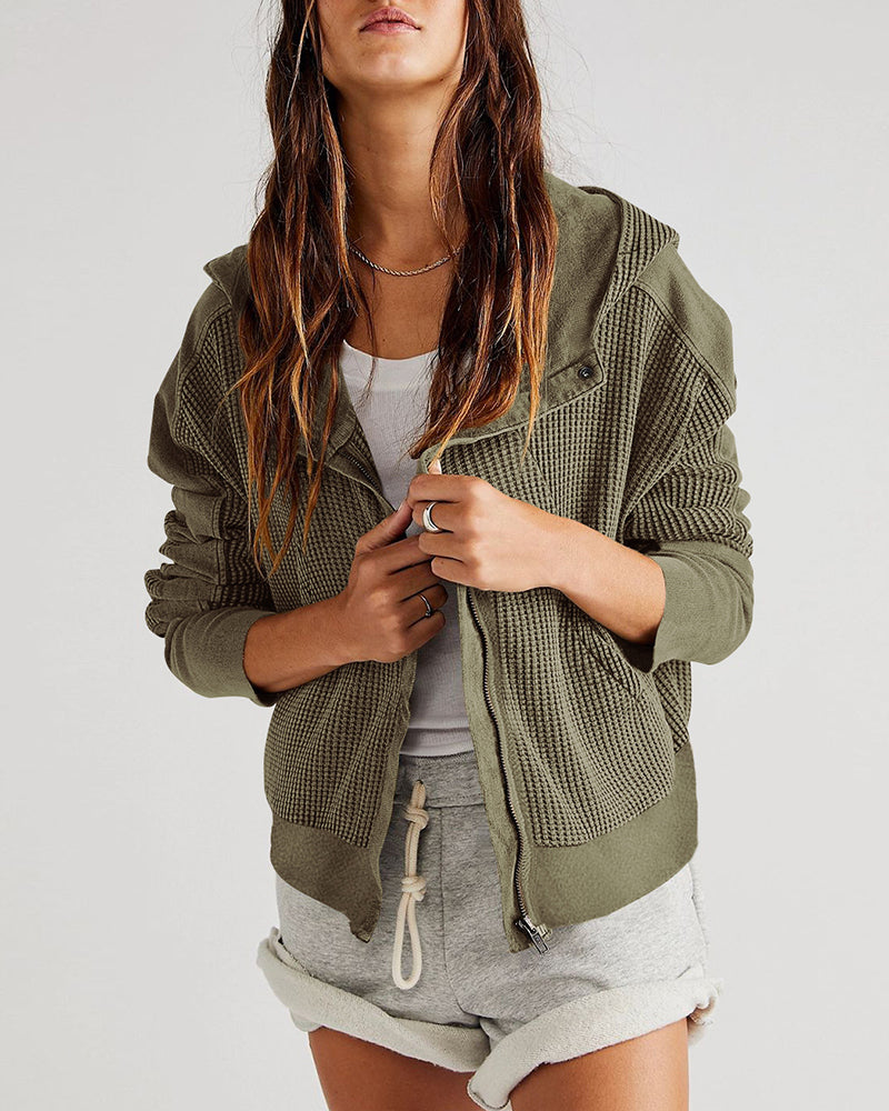 Long Sleeve Loose Slouchy Zip Hoodie Jacket