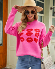 Valentine's Day Heart Lips Pattern Sweater