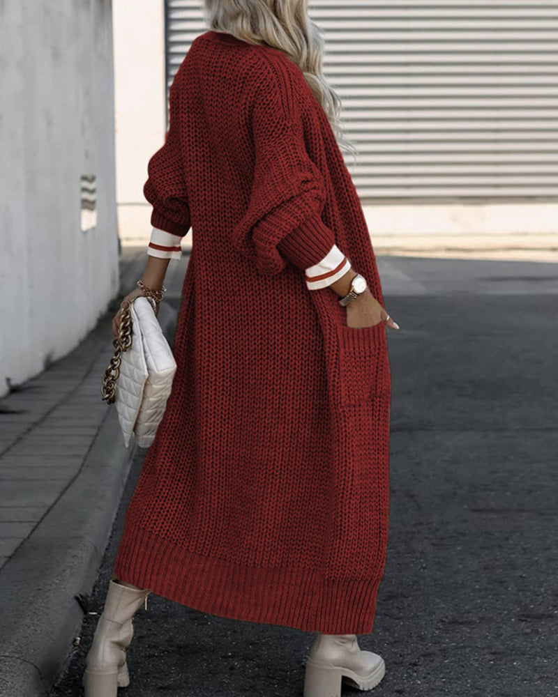 Loose Solid Open Front Pocket Cardigan