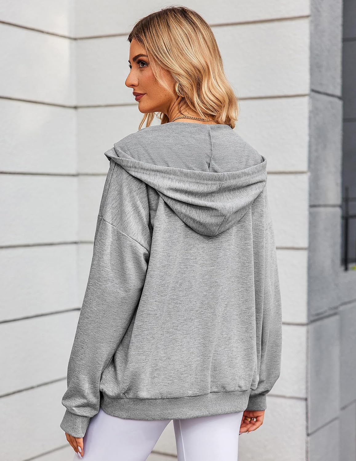 Zeagoo Women's Lightweight Hoodies Full Zip Up Oversized Sweatshirts with Pockets Long Sleeve Thin Casual Hooded Jackets