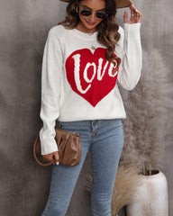 Loose Loving Letters Round Collar Long-sleeved Sweater