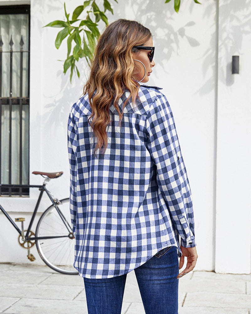 Long/Roll Up Sleeve Cotton Plaid Shirts - Zeagoo (Us Only)