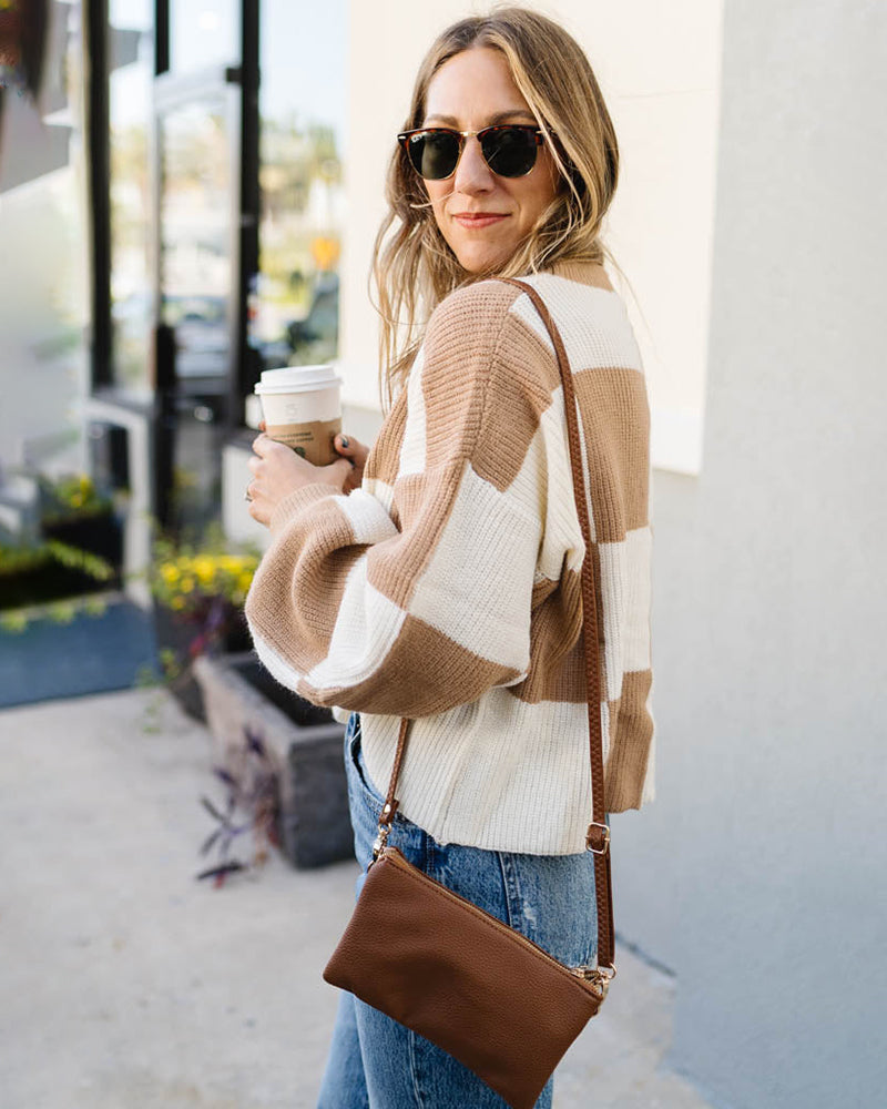 Color Block Polo Plaid Sweater