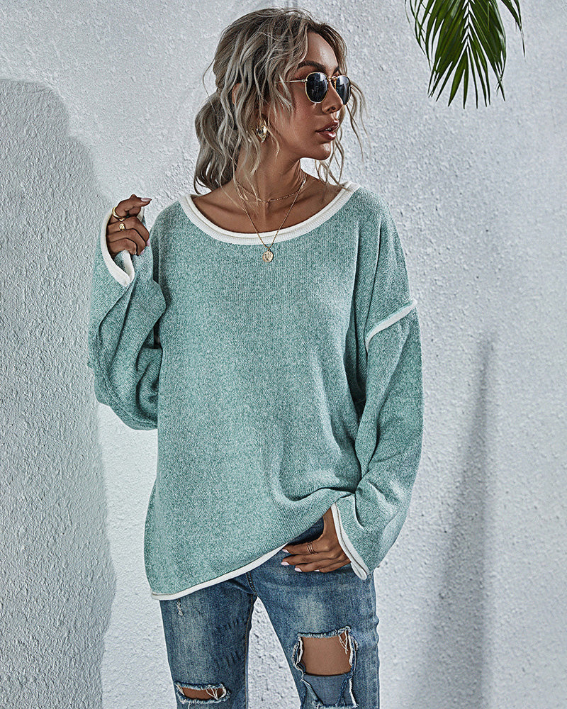 Oversized Soft Knit Long Batwing Sleeve Pullover Sweater Tunic Outfit Tops