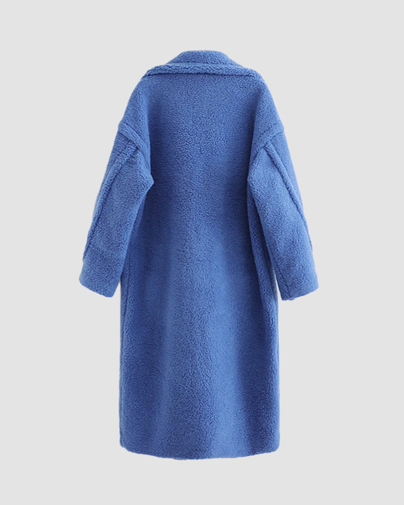 Loose Lamb-wool Coat Teddy Fur Lapel Mid-length Plush Coat