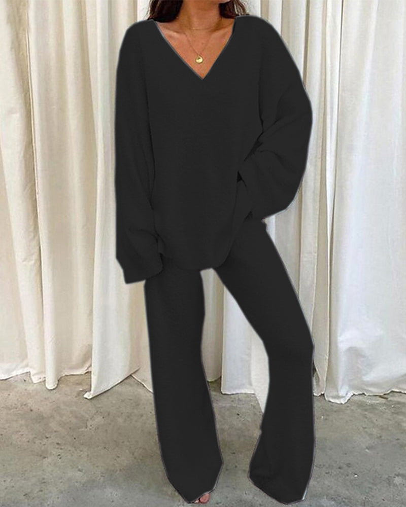 Two Piece Outfit Long Sleeve Crewneck Pullover Tops and Long Pants Tracksuit Sweatsuits