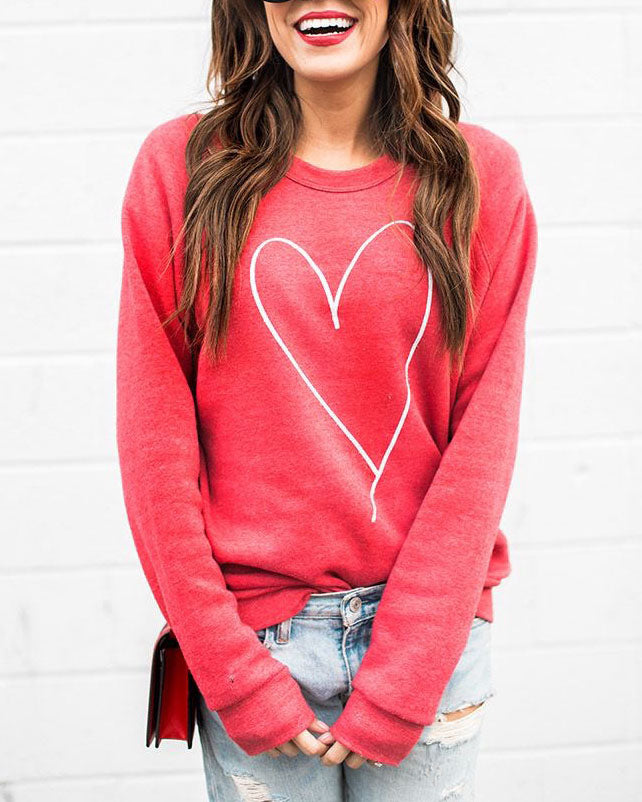 Valentine's Day Heart Crewneck Sweatshirt for Women Cute Shirts Long sleeve