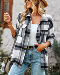 Long Sleeve Plaid Top Jacket