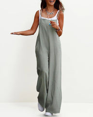 Sleeveless Strap Baggy Dungarees Jumpsuits Long Bib Pants Wide Leg Jumpsuits Rompers Overalls