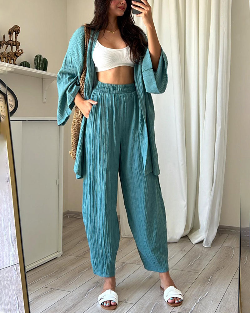Chic Cardigan Casual Two Piece Set