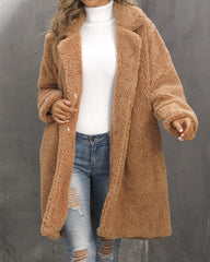 Faux Fur Mid-length Plush Cardigan Coat