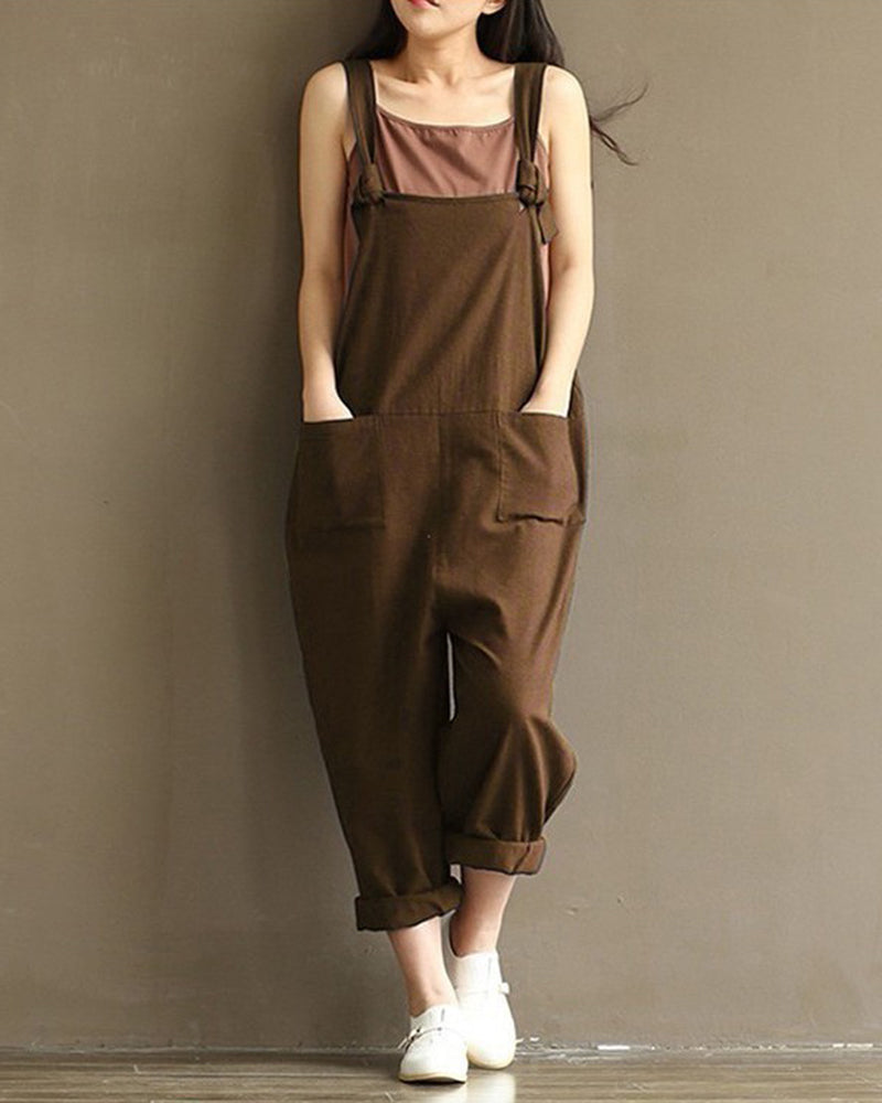 Dungarees Loose Jumpsuit with Straps Overalls Long Baggy Summer Trousers Romper