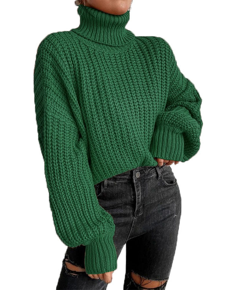 Rolled Neck Drop Shoulder Sweater