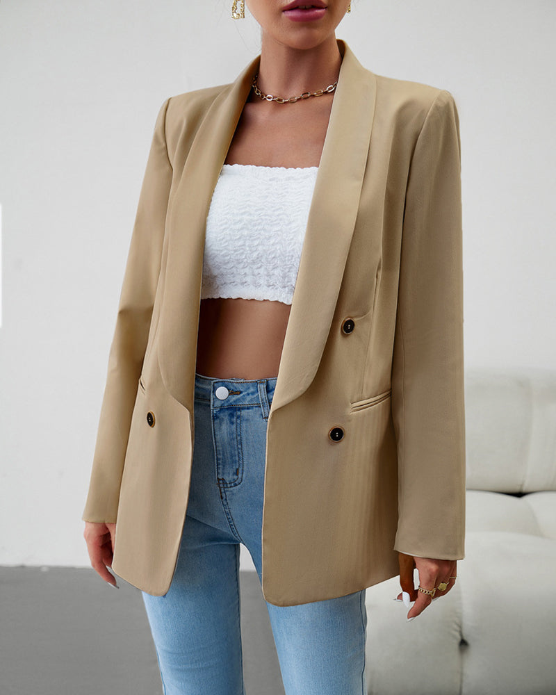 Casual Blazers Double Breasted Long Sleeve Work Office Blazer Jacket