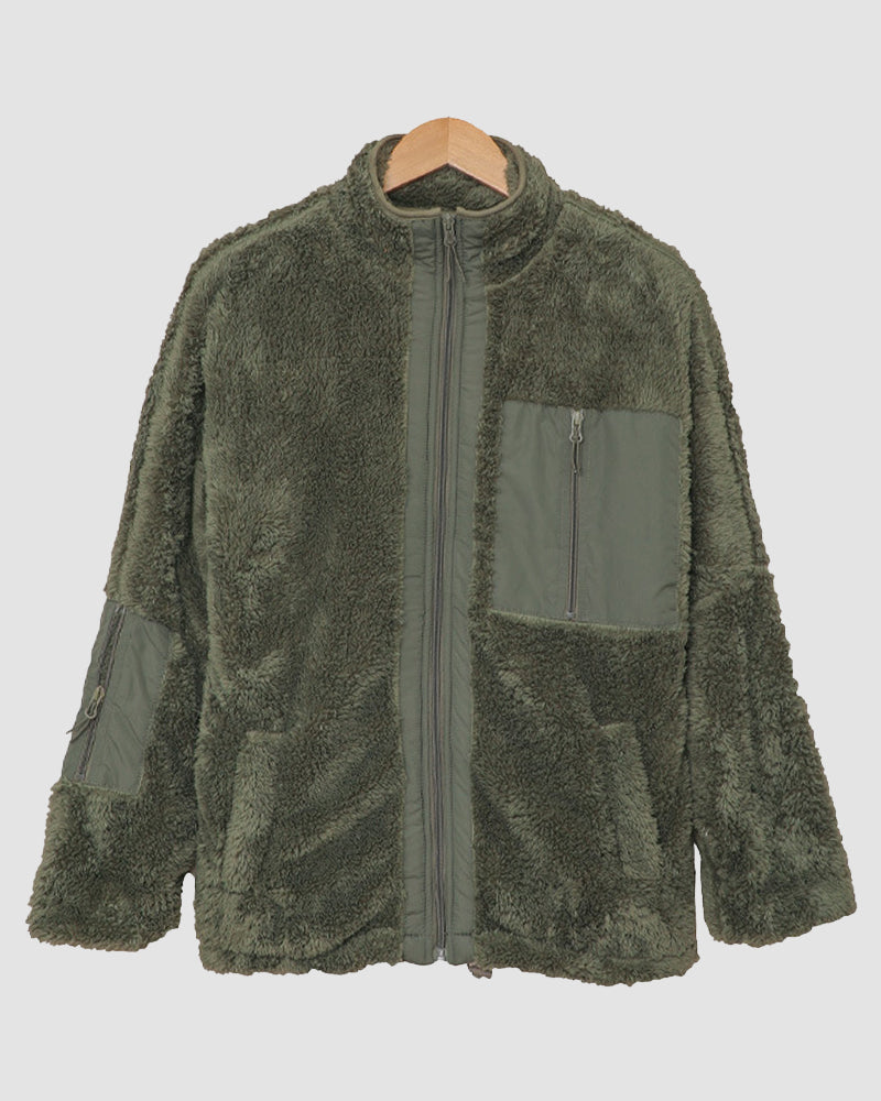 Zip-up Pocket Lapel Double-Sided Plush Fuzzy Coat