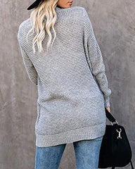 Long Sleeve Open Front Cardigans Curved Fly Pocket Sweater Outwear
