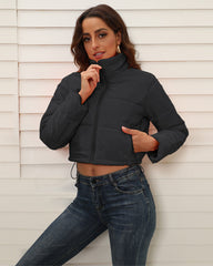 Short Puffer Jacket Stands Up Zipper Outerwear