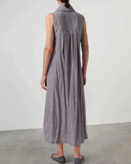 Casual Cotton Linen Sleeveless Cowl Neck Long Dress